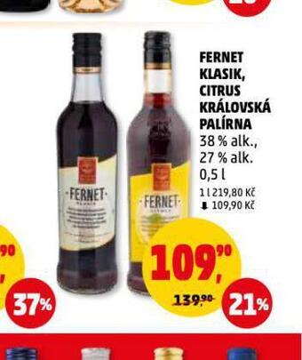 Penny Market Fernet klasik, citrus královská palírna nabídka