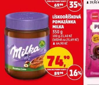 Penny Market Lískooříšková pomazánka milka nabídka