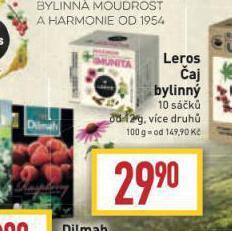 Billa Leros čaj nabídka