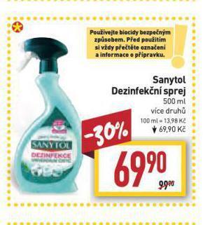 Billa Sanytol dezinfekční sprej nabídka