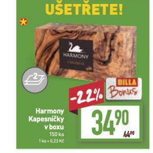 Billa Harmony kapesníčky v boxu nabídka