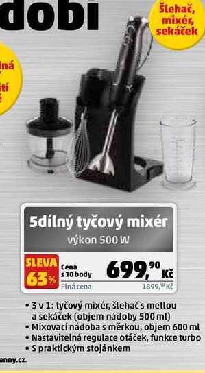 Penny Market 5dílný tyčový mixér výkon 500 w nabídka