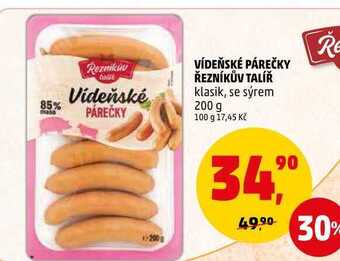 Penny Market Vídeňské párečky řezníkův talíř, 200 g nabídka