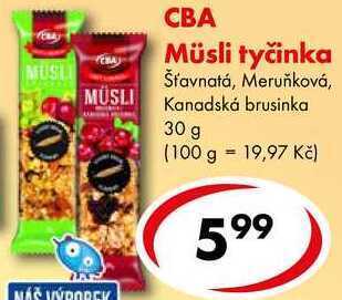 CBA Cba müsli tyčinka, 30 g nabídka