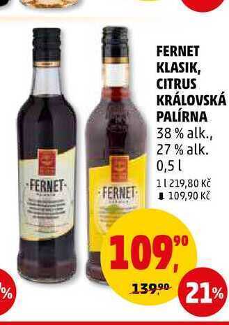 Penny Market Fernet klasik královská palírna, 0,5 l nabídka