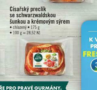 Albert Fresh bistro císařský preclík se schwarzwaldskou šunkou a krémovým sýrem nabídka