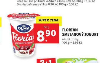 Lidl Florian smetanový jogurt nabídka