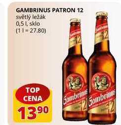 Flop Gambrinus patron 12 světlý ležák 0,5l nabídka