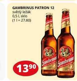 Flop Gambrinus patron 12 světlý ležák 0,5 l nabídka