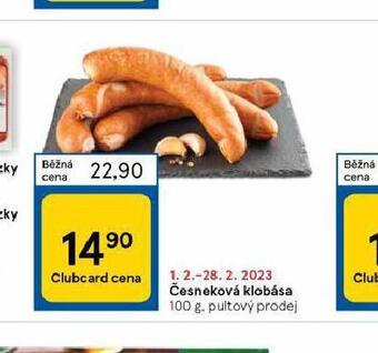 Tesco Česneková klobása nabídka