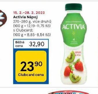 Tesco Activia nápoj nabídka