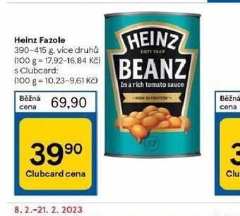 Tesco Heinz fazole nabídka