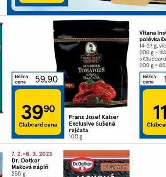 Tesco Franz josef kaiser exclusive sušená rajčata nabídka