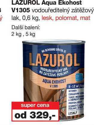 Barvy a laky drogerie Lazurol aqua ekohost v1305 vodouředitelný zátěžový lak, 0,6 kg nabídka
