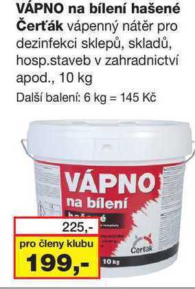 Barvy a laky drogerie Vápno na bílení hašené čerťák vápenný nátěr pro dezinfekci sklepů, skladů, hosp.staveb v zahradnictví apod., 10 kg nabídka