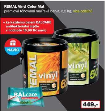 Barvy a laky drogerie Remal vinyl color mat prémiová tónovaná malířská barva, 3,2 kg nabídka