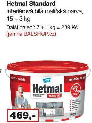 Barvy a laky drogerie Hetmal standard interiérová bílá malířská barva, 15+3 kg nabídka
