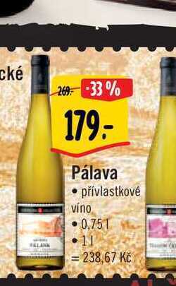 Albert Pálava 0,75 l nabídka