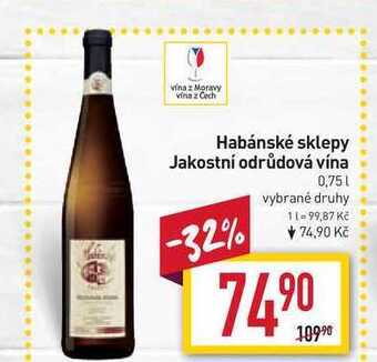 Billa Habánské sklepy jakostní odrůdová vína 0,75l nabídka