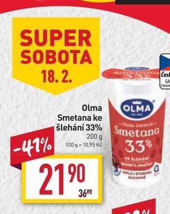 Billa Olma smetana ke šlehání 33% 200 g nabídka