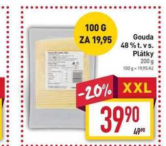 Billa Gouda 48% t. vs. plátky 200 g nabídka