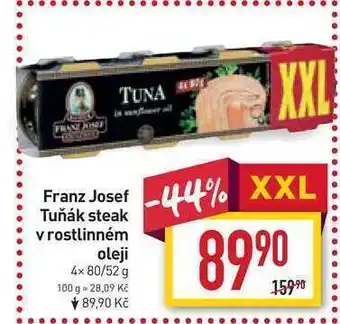 Billa Franz josef tuňák steak v rostlinném oleji 4x 80/52 g nabídka