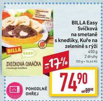 Billa Billa easy svíčková na smetaně s knedlíky 450g nabídka