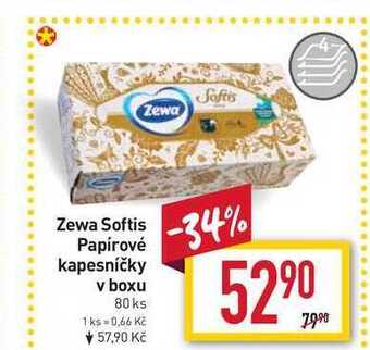Billa Zewa softis papírové kapesníčky v boxu 80 ks nabídka