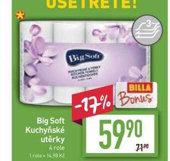 Billa Big soft kuchyňské utěrky 4 role nabídka