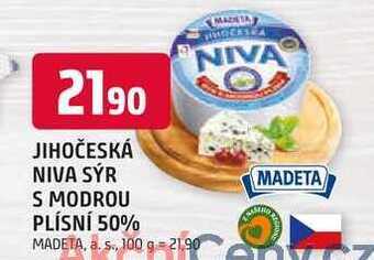 Trefa Madeta jihočeská niva 50% sýr s plísní uvnitř hmoty porce 100g nabídka