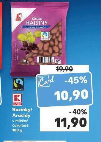 Kaufland Rozinky / arašídy v mléčné čokoládě nabídka