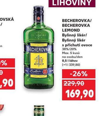 Kaufland Becherovka, becherovka lemond nabídka