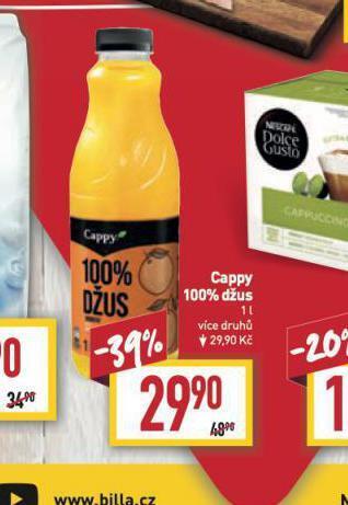 Billa Cappy 100% džus nabídka