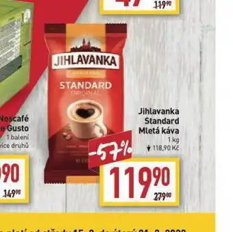 Billa Jihlavabka standard mletá káva nabídka
