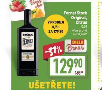 Billa Fernet stock, original, citrus nabídka