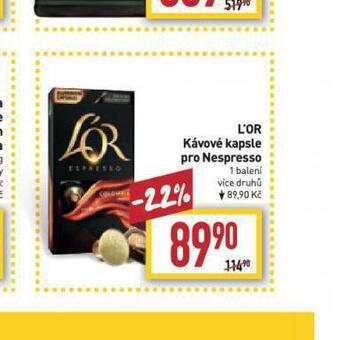 Billa L´or kávové kapsle nabídka