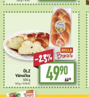 Billa Ölz vánočka nabídka