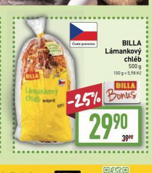 Billa Billa lámankový chléb nabídka