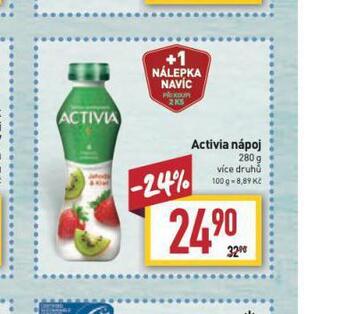 Billa Activia nápoj nabídka