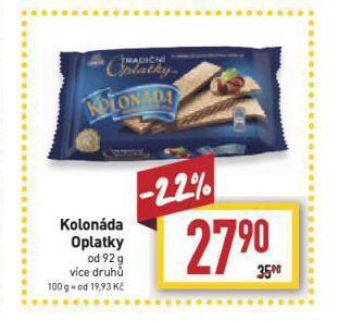 Billa Kolonáda oplatky nabídka