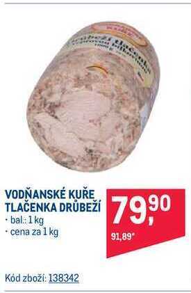 Makro Vodňanské kuře tlačenka drůbeží 1 kg nabídka