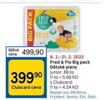Tesco Fred & flo big pack dětské pleny junior, 88 ks nabídka