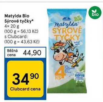 Tesco Matylda bio sýrové tyčky* 4x 20 g nabídka
