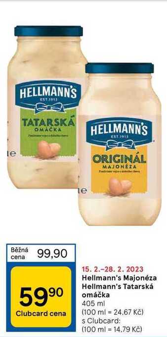 Tesco Hellmann's majonéza hellmann's tatarská omáčka 405 ml nabídka