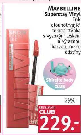 Rossmann Maybelline superstay vinyl ink dlouhotrvající tekutá rtěnka nabídka