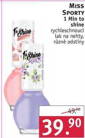 Rossmann Miss sporty 1 min to shine rychleschnoucí lak na nehty nabídka