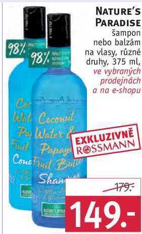 Rossmann Nature's paradise šampon na vlasy, 375 ml nabídka