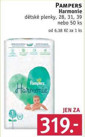Rossmann Pampers harmonie dětské plenky, 28, 31, 39 nebo 50 ks nabídka
