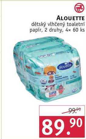 Rossmann Alouette dětský vlhčený toaletní papír, 4x 60 ks nabídka