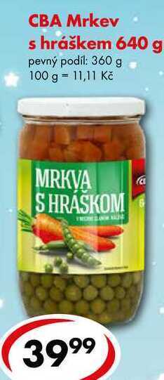 CBA Cba mrkev s hráškem, 640 g nabídka